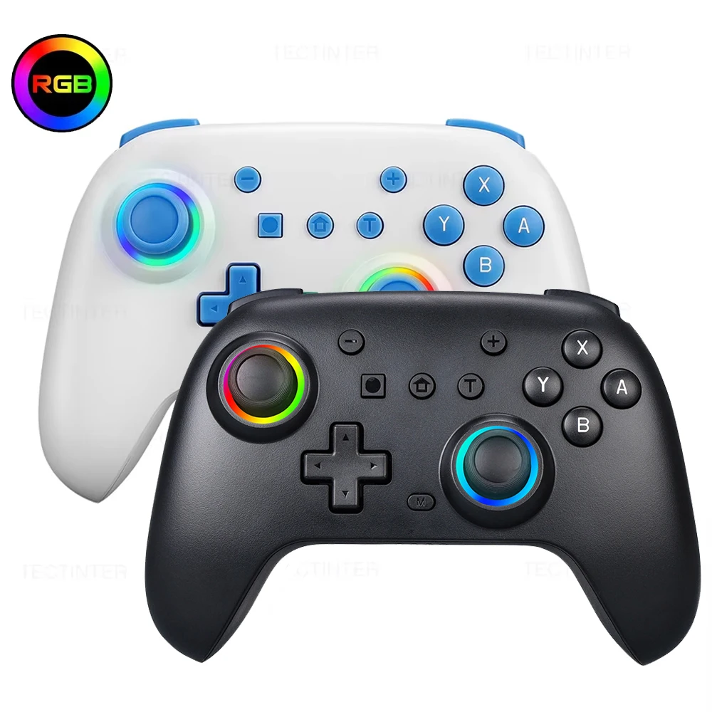 RGB Wireless Controller For Nintendo Switch OLED/Lite Console Gamepad with 600Mah Battery Programmable Turbo Function