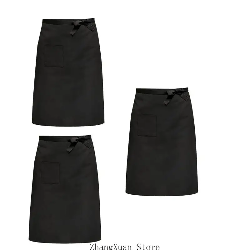Schwarze Küchen-Servierschürze 3er-Pack mit verstellbarer Tasche zum Kochen Backen Zuhause 3XUF – Detail 9