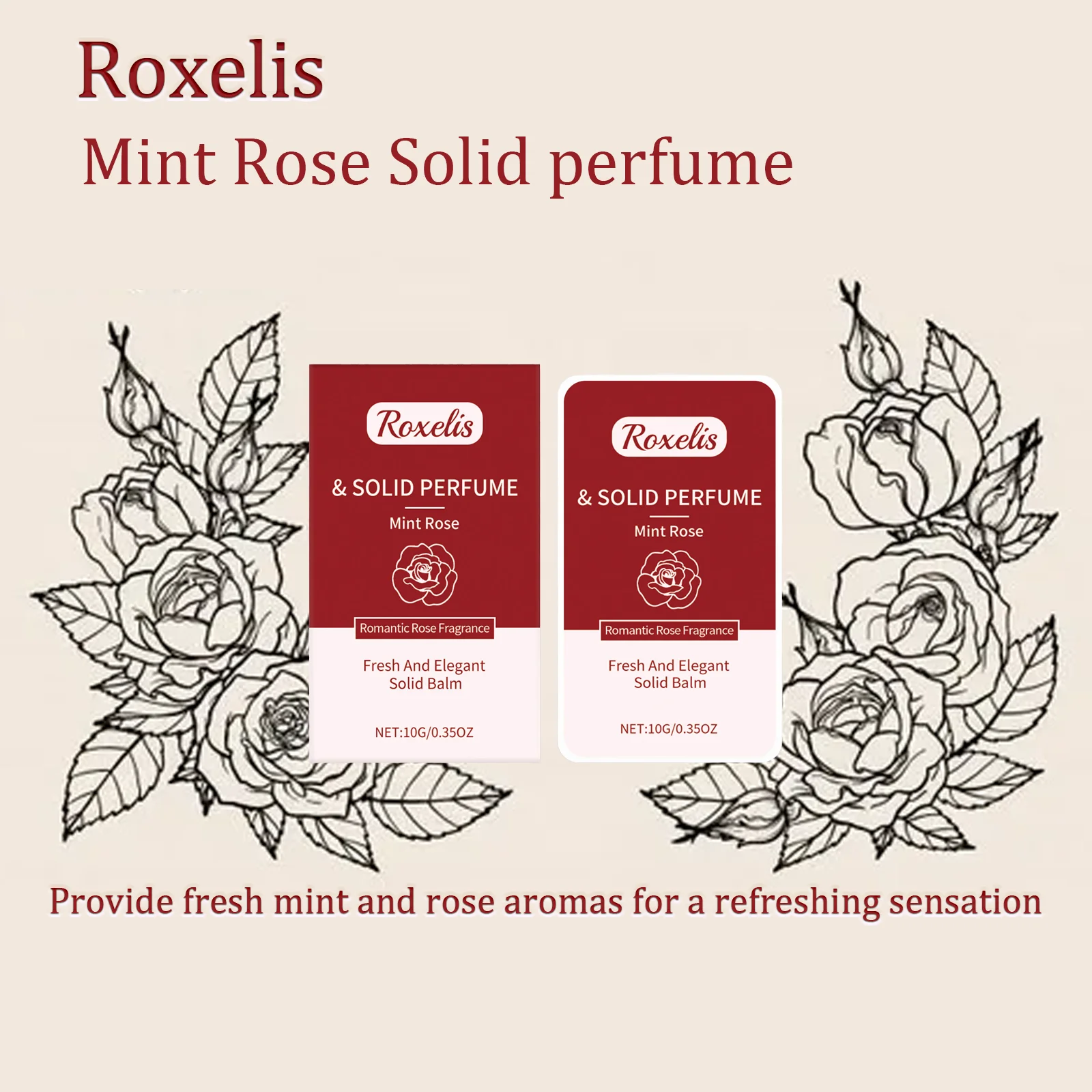

Roxelis Rose Mint Твердый бальзам Твердые духи Портативный карманный бальзам Духи Идеально подходит для путешествий Натуральный аромат Парфюмерия 0,35 унции