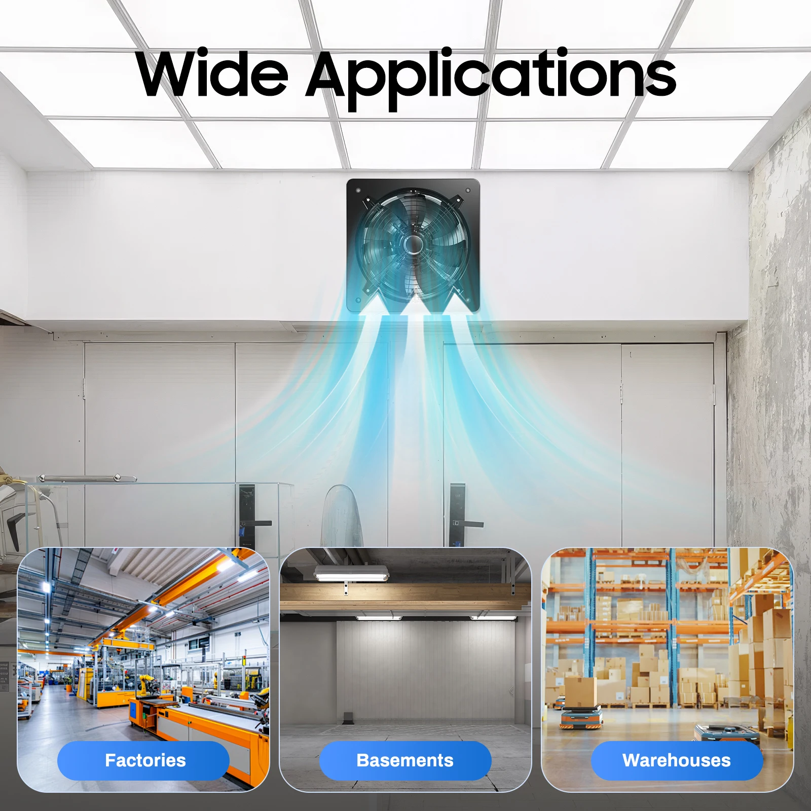 

16inch Fan Extractor Exhaust Fan Ventilation Pipe Fan for Toilet Kitchen Wall Window Stainless Steel Fan