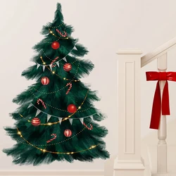 95cm Tall Large Deep Green Christmas Tree Merry Christmas Wall Stickers for Living Room Bedroom Kitchen Festival Decorative PVC