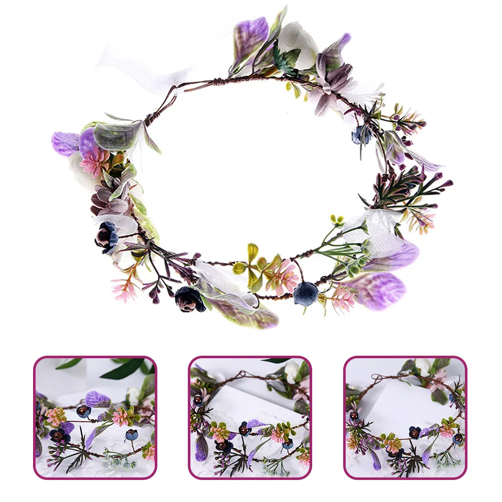 

Flower Headband Floral Hairband Bridal Floral Hair Crown Elegant Simulated Flower Bridal Hair Decor Wedding Headpiece