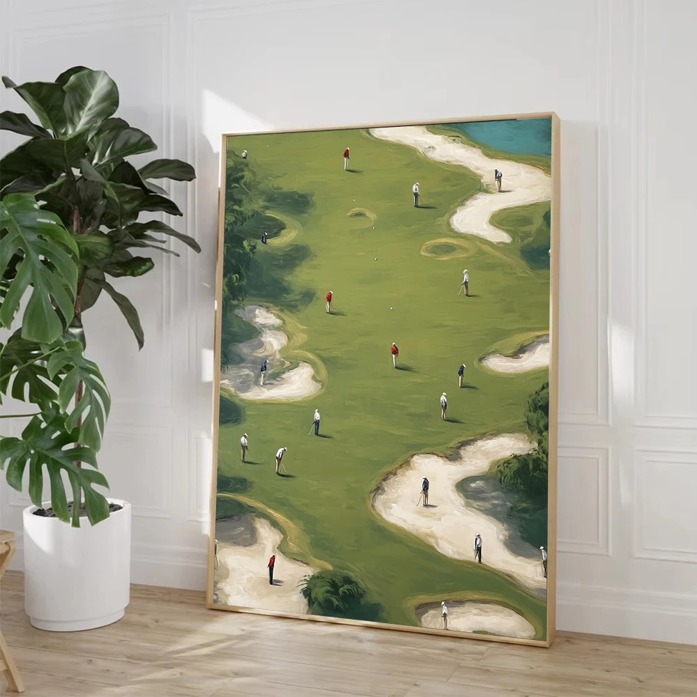 خمر الأخضر الصغيرة لاعبي الغولف ملصق فني قماش اللوحة طباعة الحد الأدنى جولف جدار لغرفة المعيشة ديكور المنزل كوادروس #4