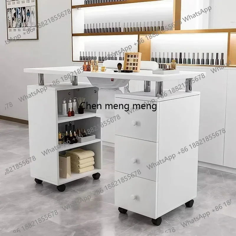 F150 Nail Table Glass Table with Electric Downdraft Foldable Nail Arm Rest Lockable Wheels Meseas Para Manicure Commercial Furni