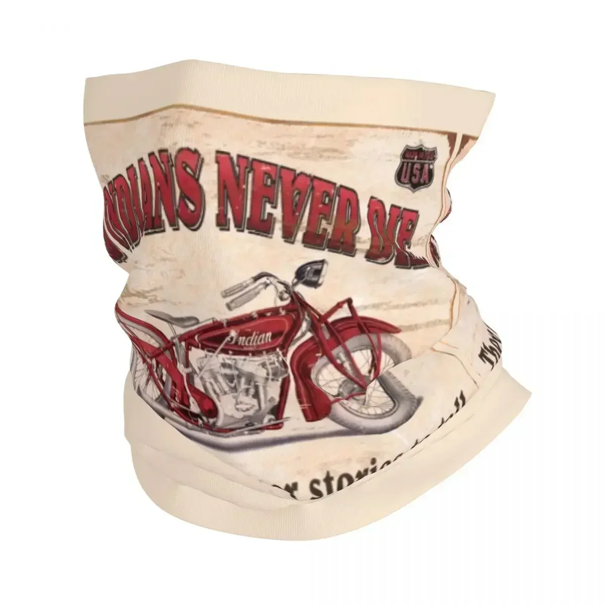 Motorcycle Motor Old Indians Never Die 1 Bandana Neck Gaiter Printed Face Scarf Warm Cycling Scarf Running Unisex Adult Washable