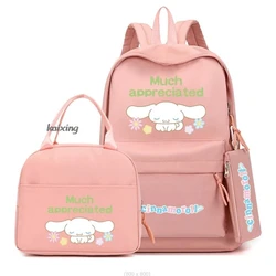 Mochilas escolares leves Cinnamoroll, linda mochila de capacidade para adolescentes, meninas e meninos, presente de aniversário, mochilas com lancheira, 3 peças por conjunto