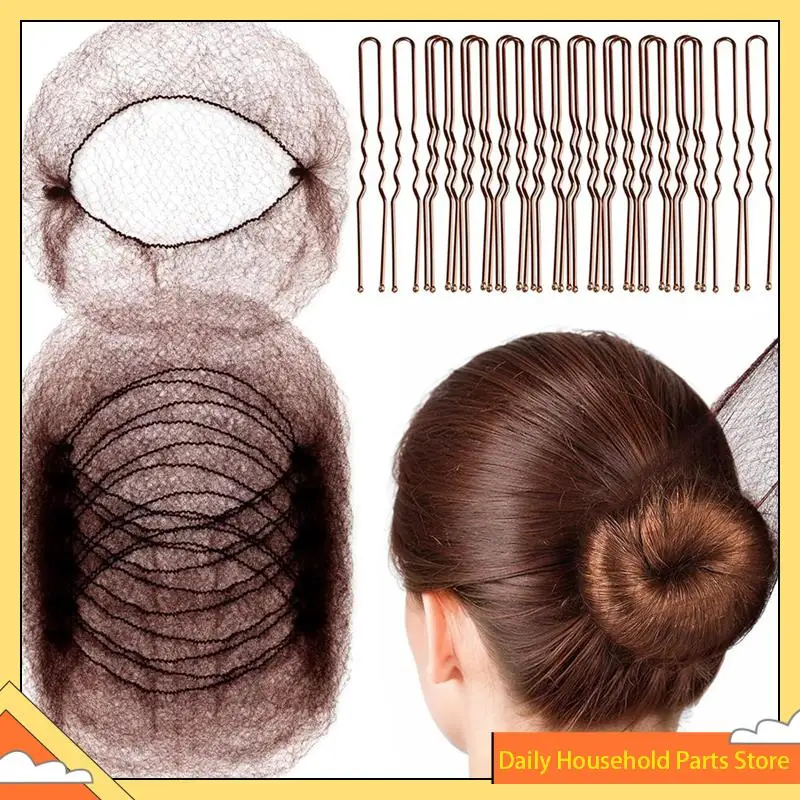 【تخفيضات كبيرة】50 قطعة من شبكات الشعر الشبكية و100 قطعة على شكل حرف U، شبكات شعر لعمال خدمة الطعام، شبكات شعر للنساء والرجال