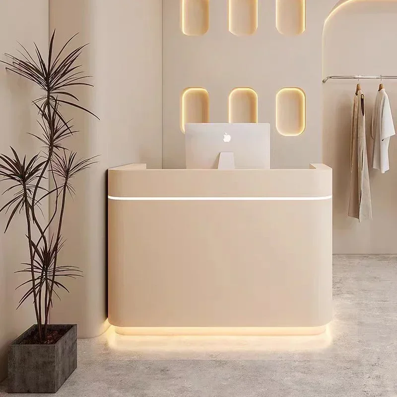 

Cream Style Simplicity Reception Desks Nail Salon Nordic Designer Reception Desks Clothing Store Office Furniture Receptie HBRD