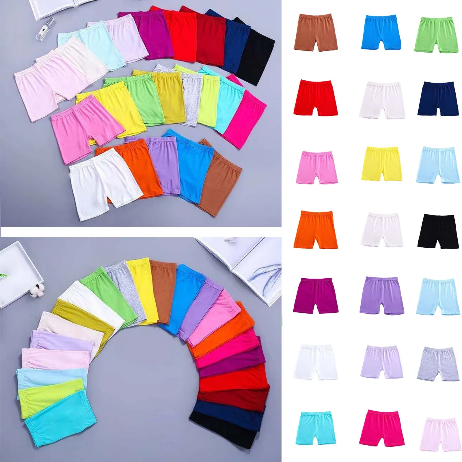 Summer Solid Kids Leggings Girls Safety Shorts Cotton Leggings Girls' Beach Shorts Are Suitable For Children Age 4-13 image 2