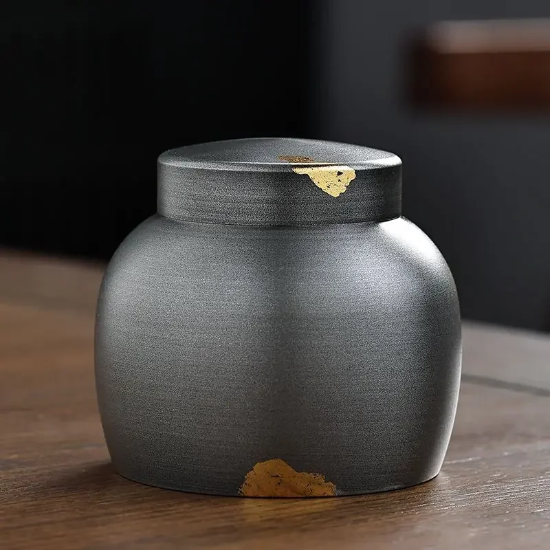 Mini convenient tin tea can sealed loose tea can, ancient household method, sprinkling gold small tea warehouse