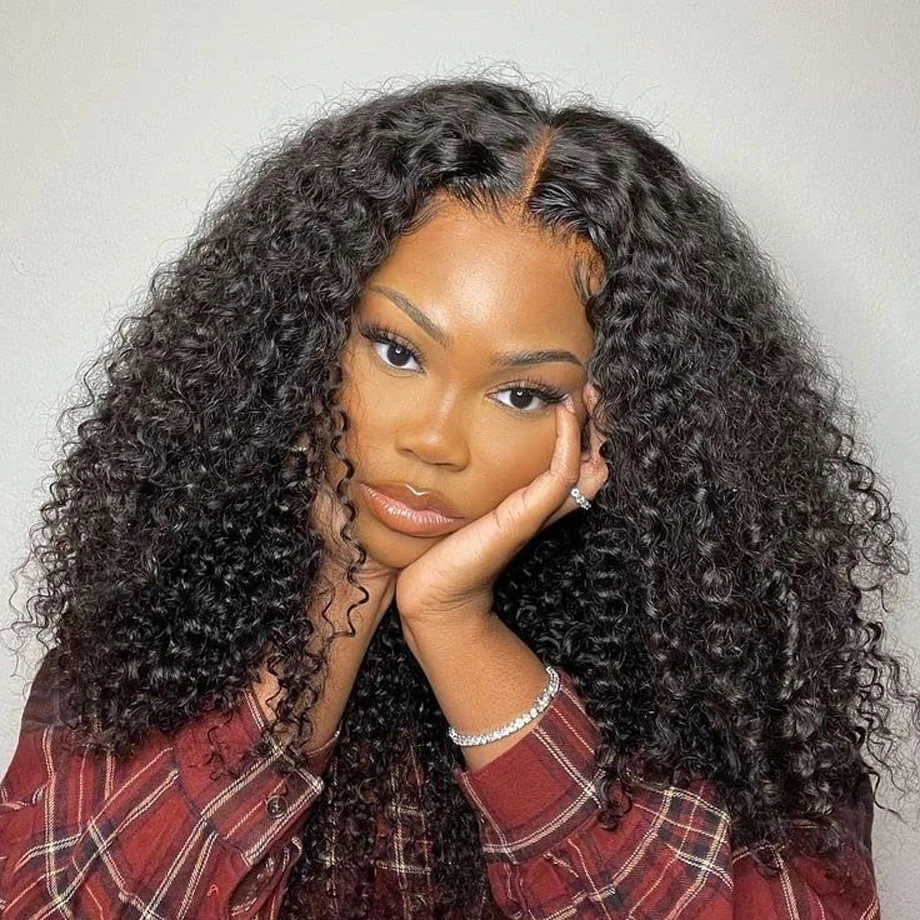 Raw Indian Hair Kinky Curly 13X4 Hd Transparent Lace Frontal Human Hair Wigs For Women 4x4 Lace Closure 16-36 Inch Natural Color