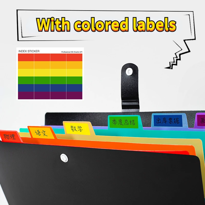 A4 Multi-function 7 Grids Folder Handheld File Folder Color insert Organ Bag Holder Office Document Storage with Index Tabs