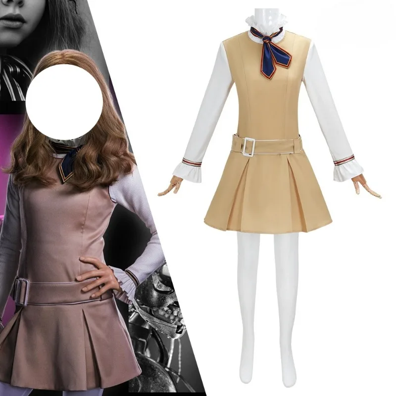 

Megan Cosplay Costume Horror Movie Brown Dress Uniform Full Set for Women Girls Role Play Outfit Halloween Carnival Party