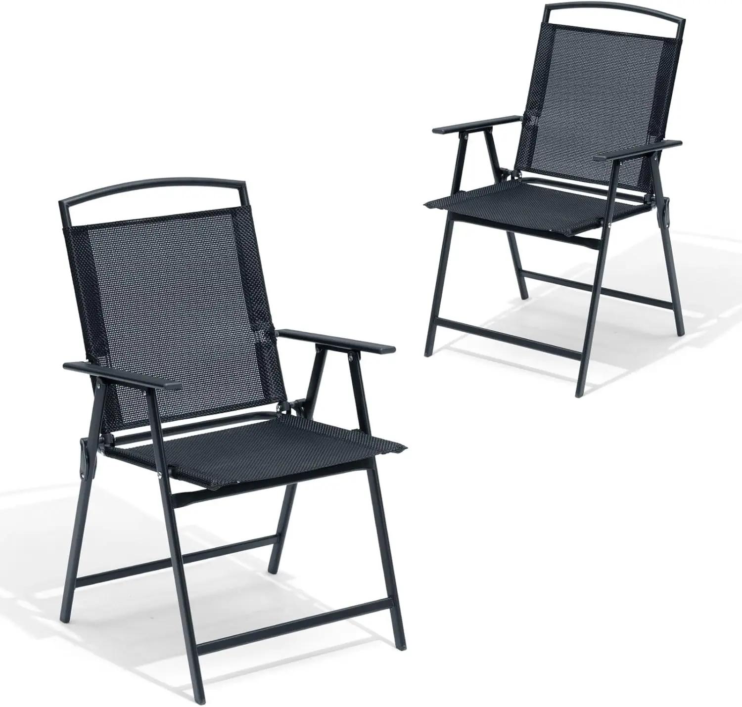 Crestlive Products Patio Folding Chairs Set of 2, Outdoor Folding Chairs with Durable Rust-Resistant Frame and Breathable