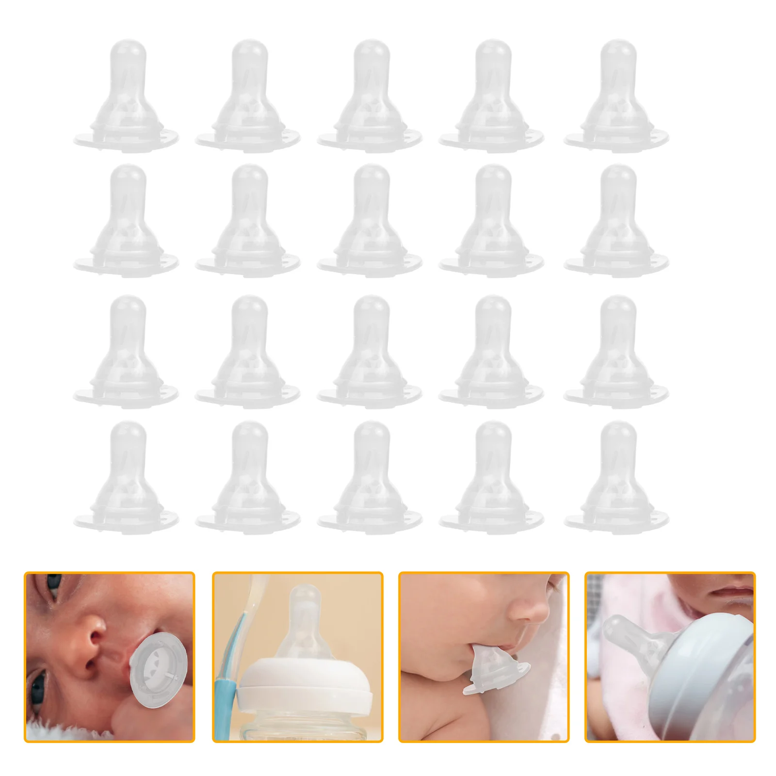 20 Pcs Milk Bottle Replacement Nipple Portable Nipples Baby Nursing Feeding Infant Silicone Silica Gel