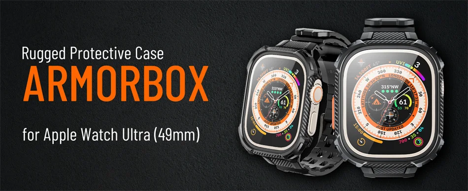I-BLASON For Apple Watch Ultra 4/3/2/1 Case 49mm Armorbox Rugged Watch Band with 2Set Built-in Tempered Glass Screen Protector