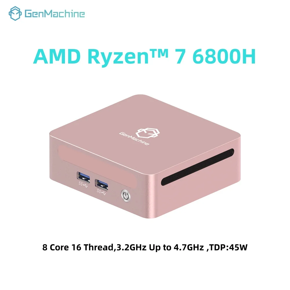 GenMachine Ryzen PRO 6800H MINI PC Windows 11 8C/16T 3.2Ghz LPDDR5 6400Mhz 24G RAM 256G ROM WIFI6 BT5.2 Computer da gioco fai da te