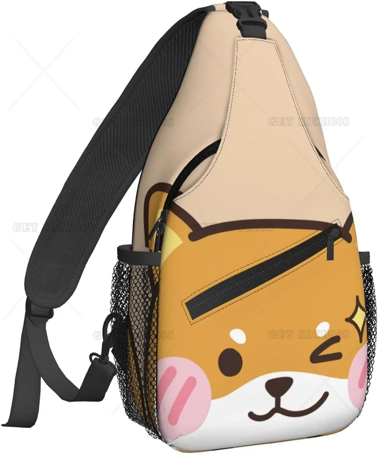 Mochila cruzada de perro Shiba para hombre y mujer, bolso de pecho de viaje para senderismo y correr