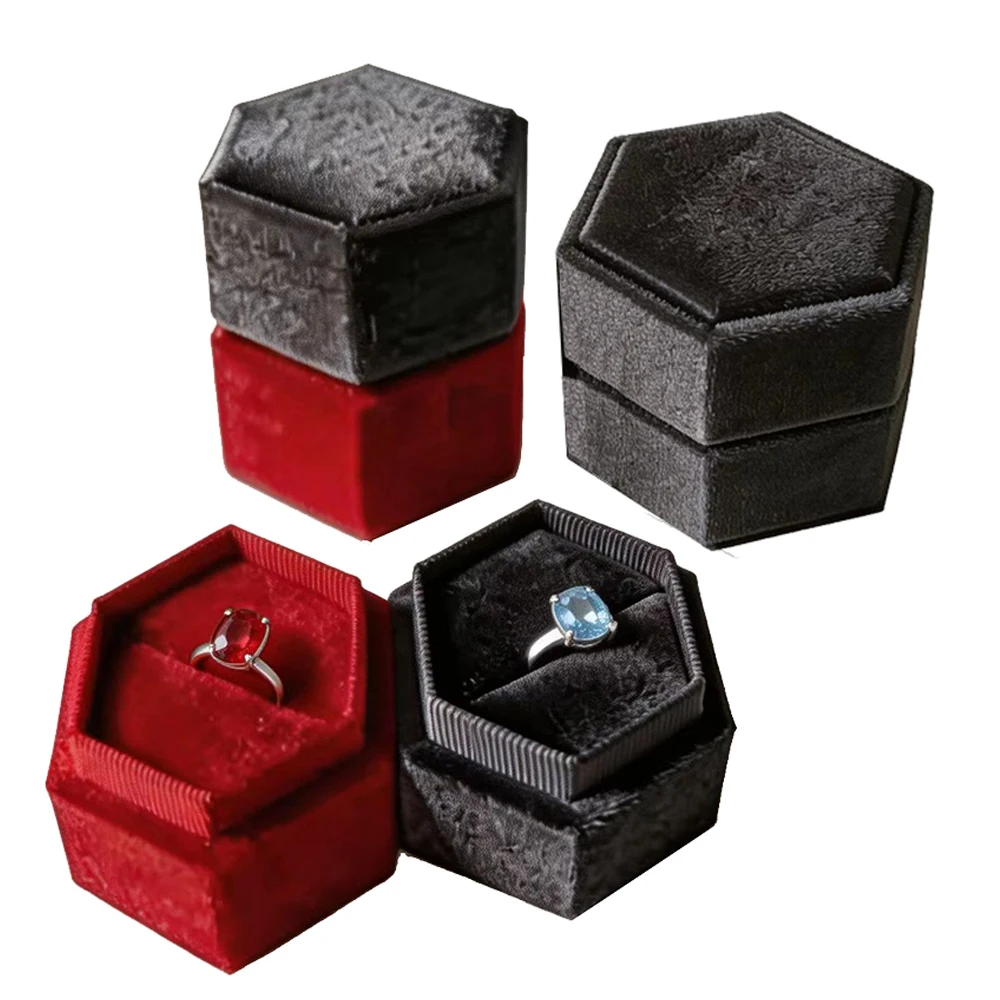 Velvet  Ring Jewelry Box with Detachable Lid For Wedding Engagement Quality Earring Stud Storage Display Boxes