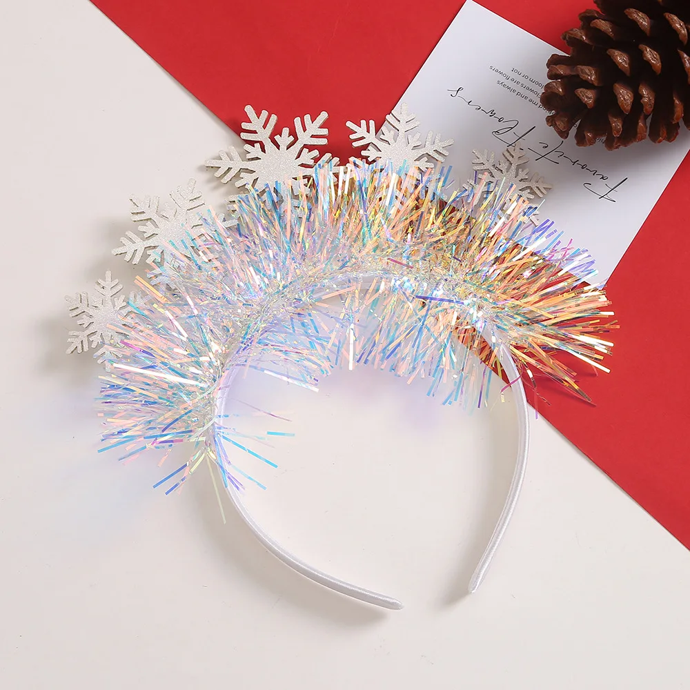 Children\'s White Snowflake Sequin Decorative Hair Hoop Christmas Stage Performance Props and Hair Accessories