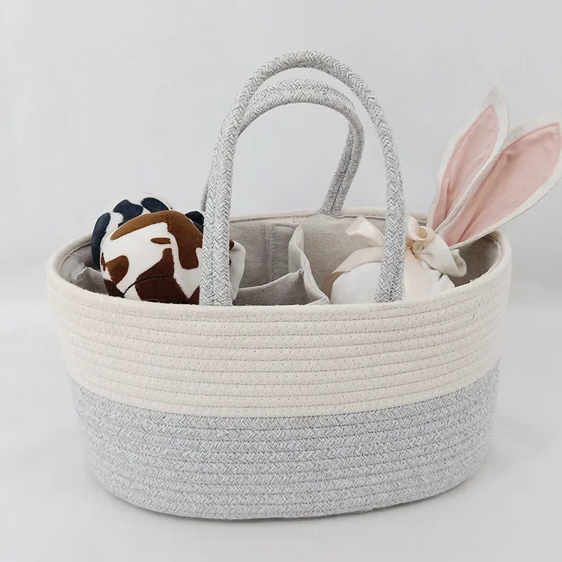 Baby Storage Nursery Organizer Travel Out Portable Mommy Bag Cotton Rope Diaper Bag Storage Bag Baby Diaper Storage Basket