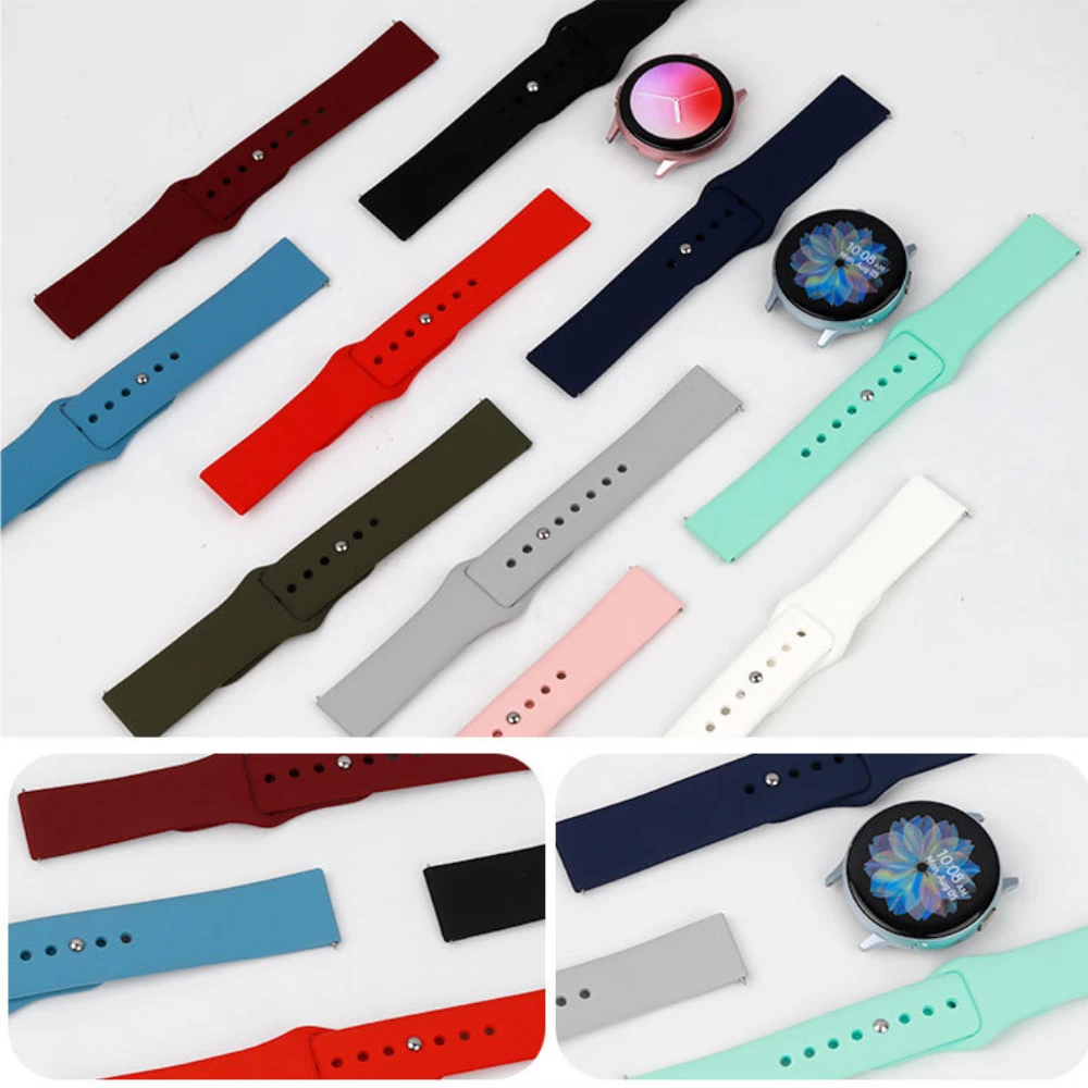 20mm 22mm pulseira de silicone para samsung galaxy watch 3/4/5/gear s3/active 2/huawei relógio GT-2-3 pro pulseira esportiva para amazfit gtr