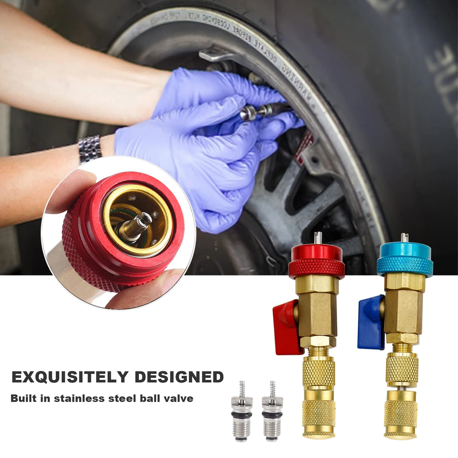 R134A R12 Valve Core Quick Remover Installer Tool For Car Air Conditioning Repair Tool Adjustable High Pressure and Low Pressure