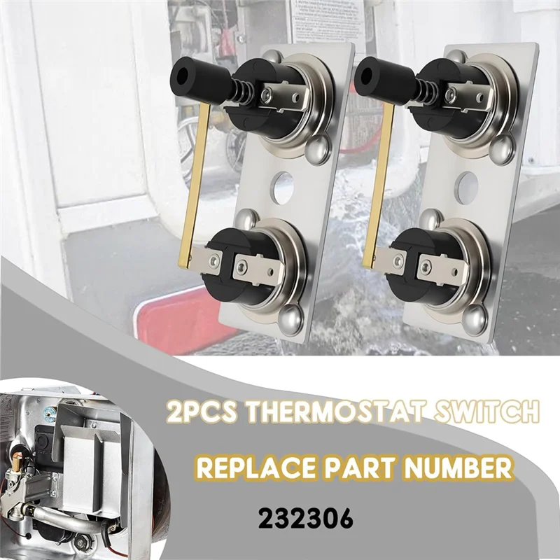 Interruptor do termostato de 2 pces 232306 compatível com peças do aquecedor de água suburbana-rv 120v, termostato do aquecedor de água rv