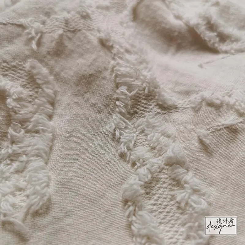 

Бежевая, белая однотонная льняная хлопковая жаккардовая ткань, двусторонняя одежда, шторы, скатерти, ткань для вырезания цветов