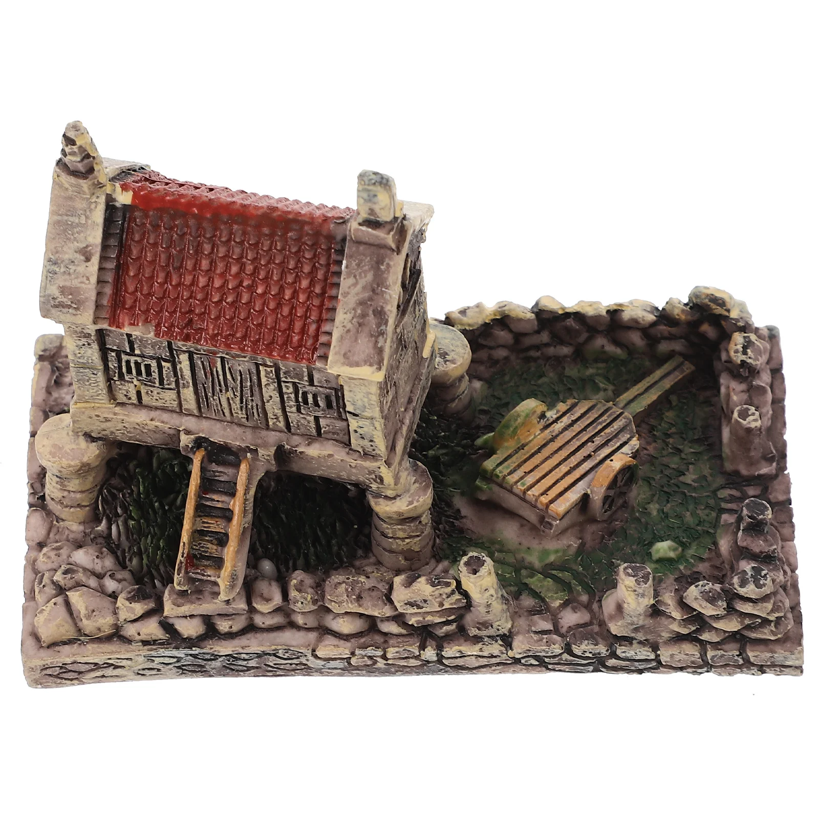 منزل مصغر من الحجر الراتنج، كوخ متين للمناظر الطبيعية الصغيرة، ديكور للحديقة، ديكور منزلي صغير رائع #4