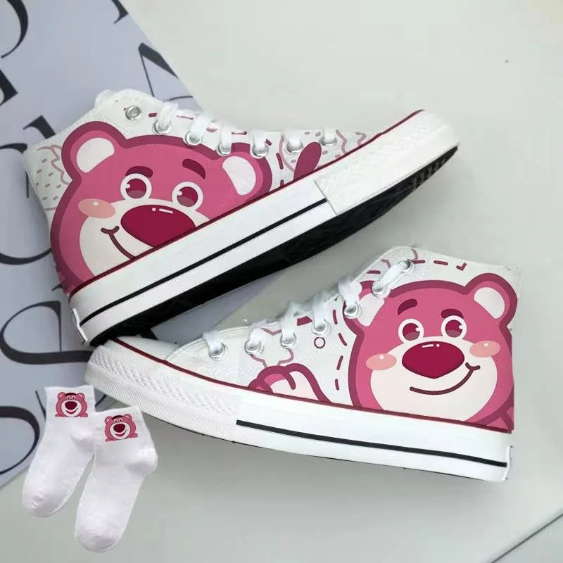 Disney Stitch Lotso cute female student spring and autumn cartoon casual lightweight comfortable sports canvas mid-top sneakers