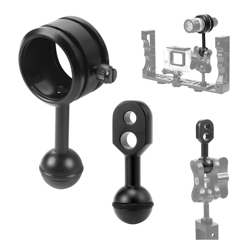 1 inch Ball Head Adapter Diving Flashlight Fixing Mount Holder for GoPro 11 Underwater Butterfly Clamp Mount Camera Accessories