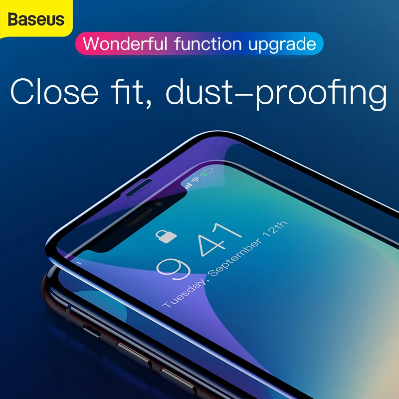 Baseus Full Screen Hook Face Tempered Film for iPhone X XS XS Plus 3D Screen Dust-proofing Anti-explosion Screen Protection