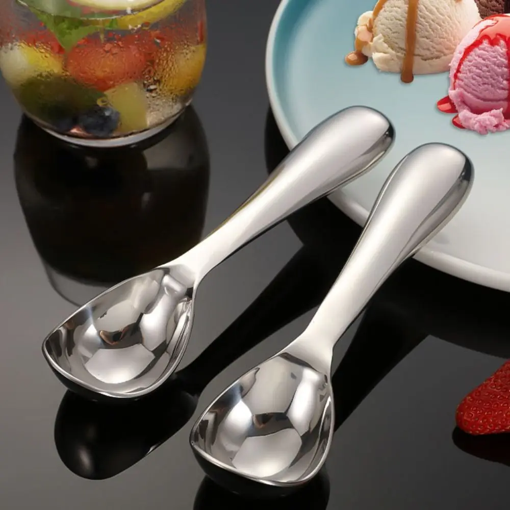 

Stainless Steel Ice Cream Scoop Round Head Comfortable Handle Ice Cream Digger Rust-proof Self-melting Design Watermelon Spoon