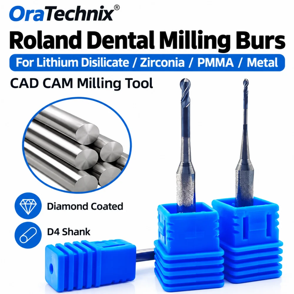 Roland DWX 52D Dental Milling Burs Grinding Lithium Disilicate/PMMA /Zirconia D4 Shank NC Coating length Dental Grinding Tool