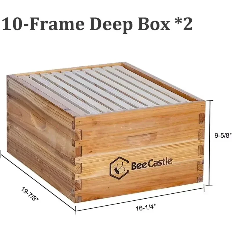 [XMSJ-Limited Stock, Buy Now!]10 Frame Langstroth Bee Hive Coated with Beeswax Includes Beehive Frames and Waxed Foundations (2