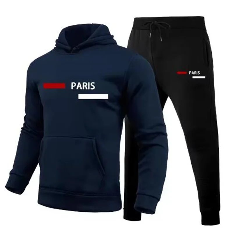 New in Mens Tracksuit Paris Printed Single Piece Sweatshirts Sweatpants Casual Sports Jogging Clothing Office Home Hoodies Pants