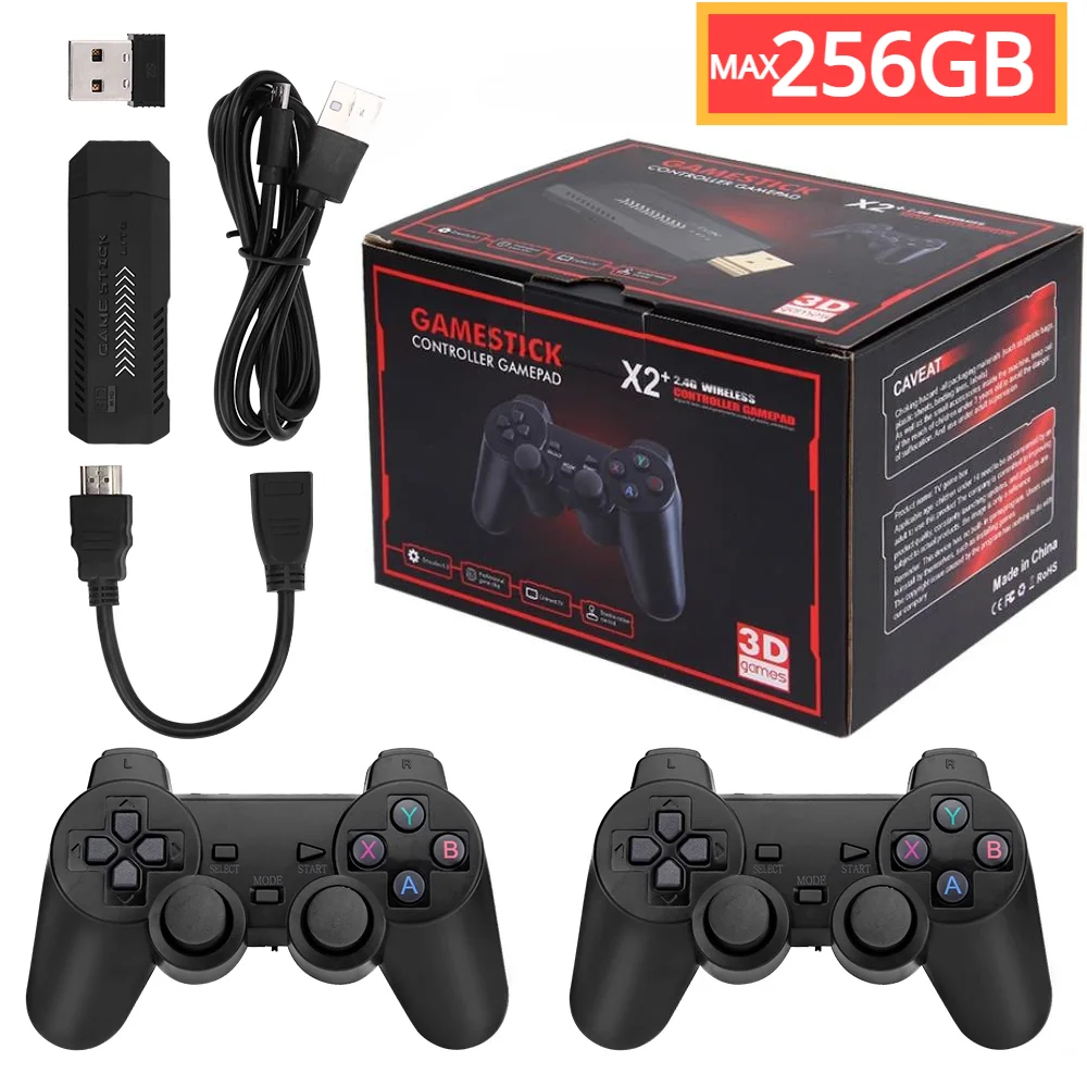 256G 58,000 Games GD10 Plus Game Stick 4K HD Video Game Console 2.4G Double Wireless Controller Game Stick For N64/PSP/PS1/GBA