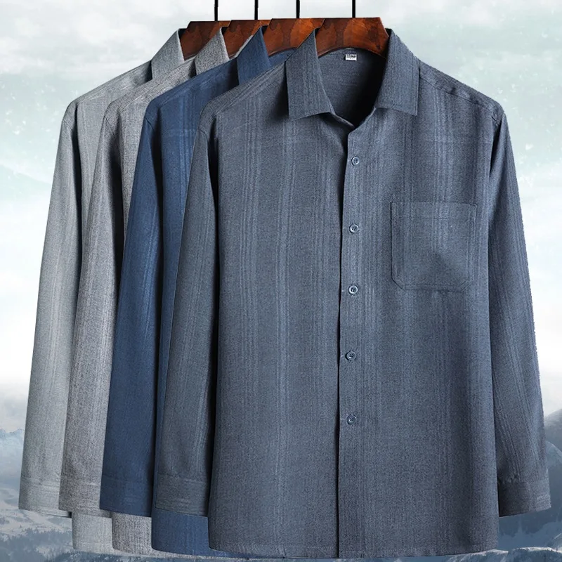 

Мужская свободная рубашка с длинным рукавом из хлопка и льна, осенняя, комфортная, дышащая, с эффектом похудения, китайский бренд Pro...