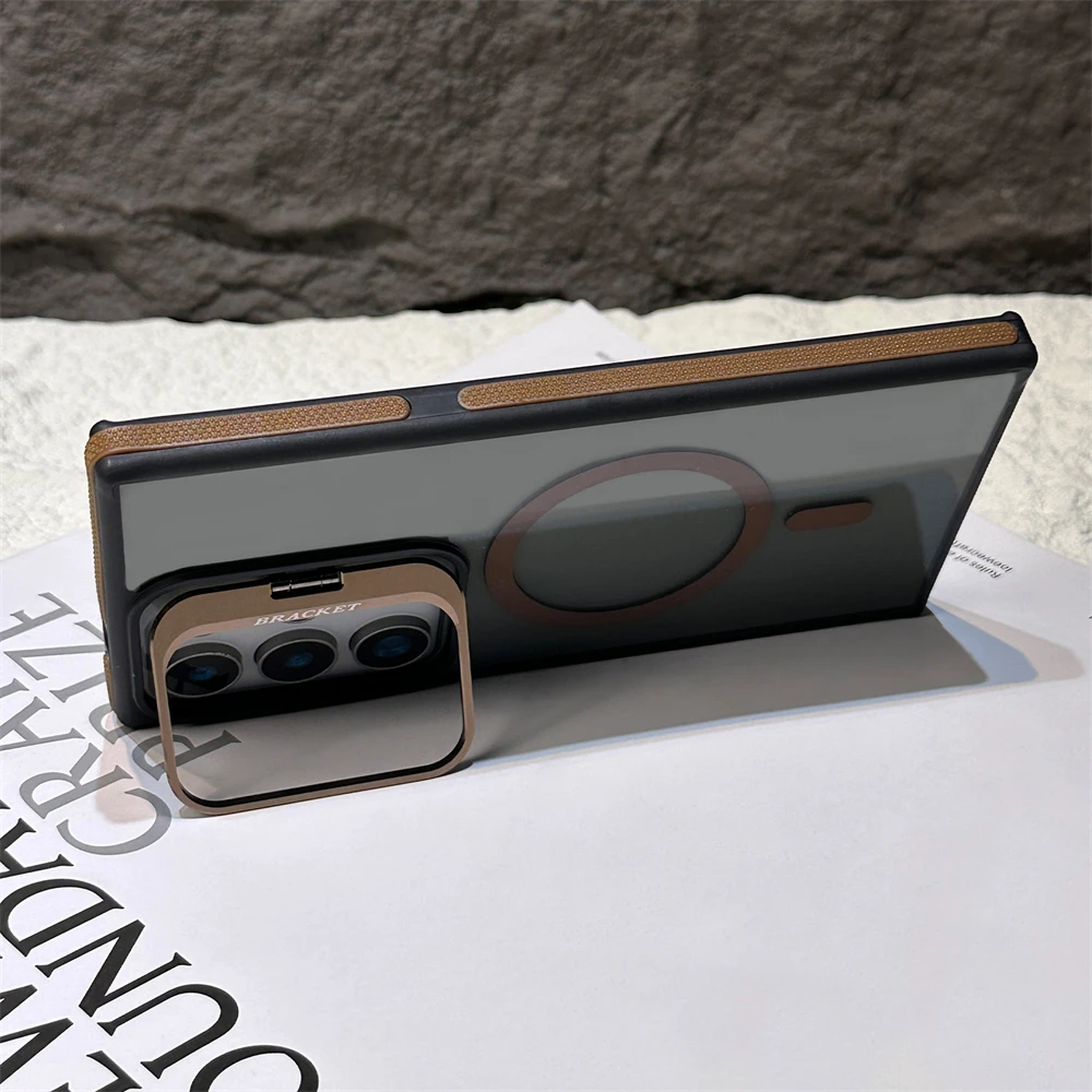 حامل قابل للطي لهاتف Magsafe حافظة شفافة لهاتف سامسونج جالاكسي S25 S22 Ultra S24 Plus S23 FE حامل عدسة شحن لاسلكي مغناطيسي Cove