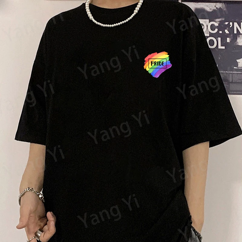 Rainbow Element Pattern Printed Cotton T-shirts Fashion Man Women Short Sleeve Cool Summer Casual Tops PRIDE Picture Shirt Tees
