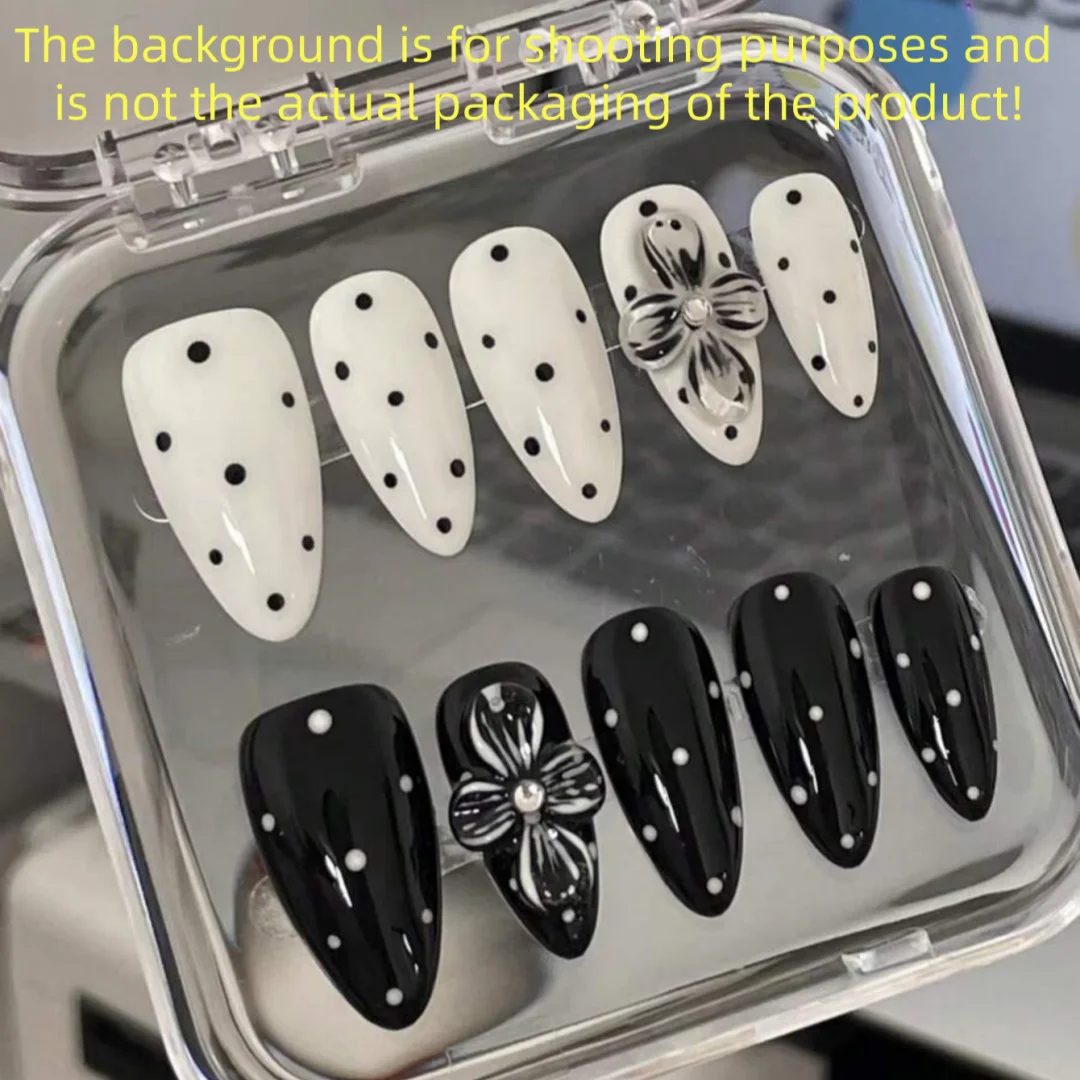 10pcs high-end Elegant Hepburn style, hand-painted three-dimensional decorative patterns, black and white pair design handmade