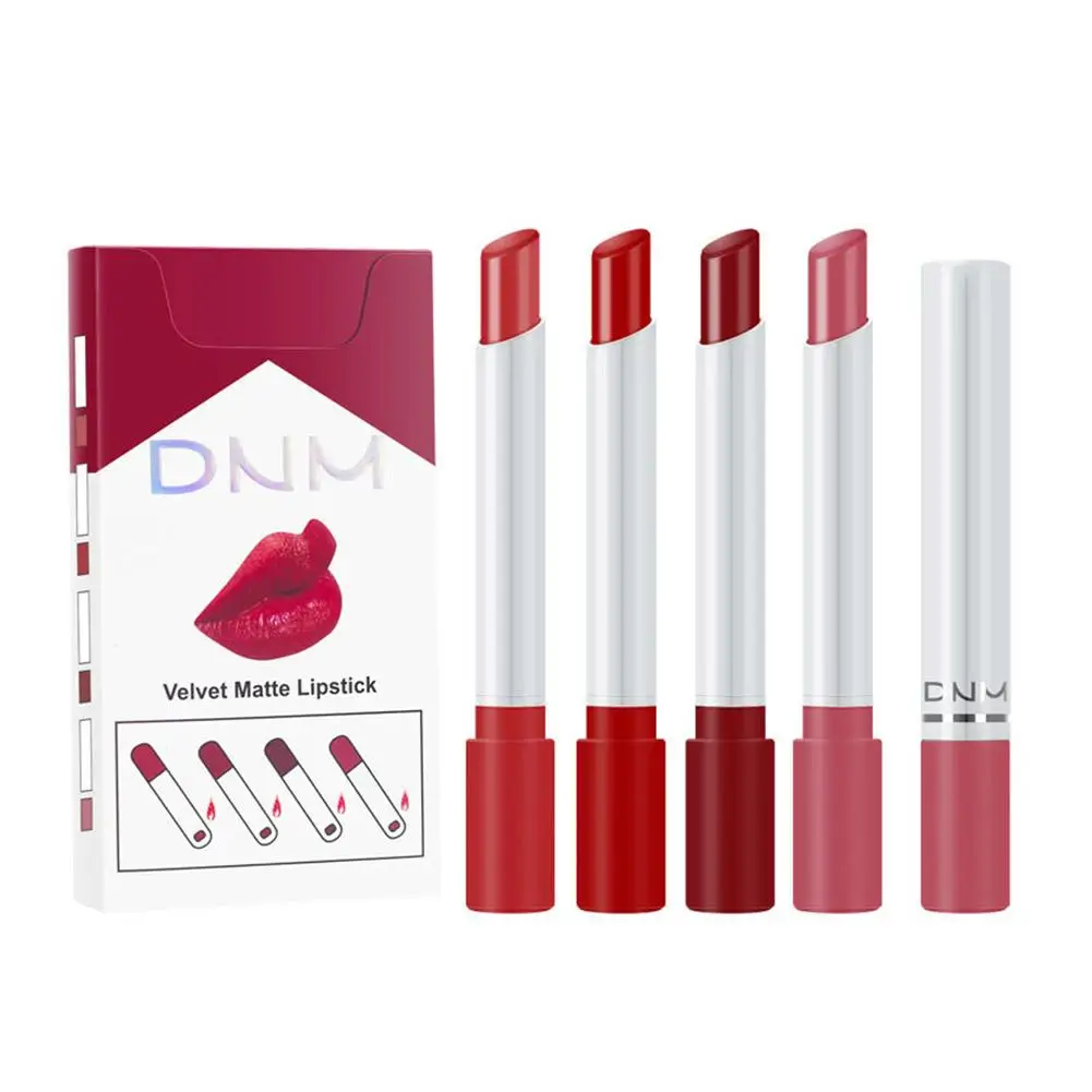 4 teile/satz matte Lippenstift Tube langlebige wasserdichte Cosme stic Fade Zigarette Set Antihaft-Lippen sexy Lippenstift Stick Cup no n6f6