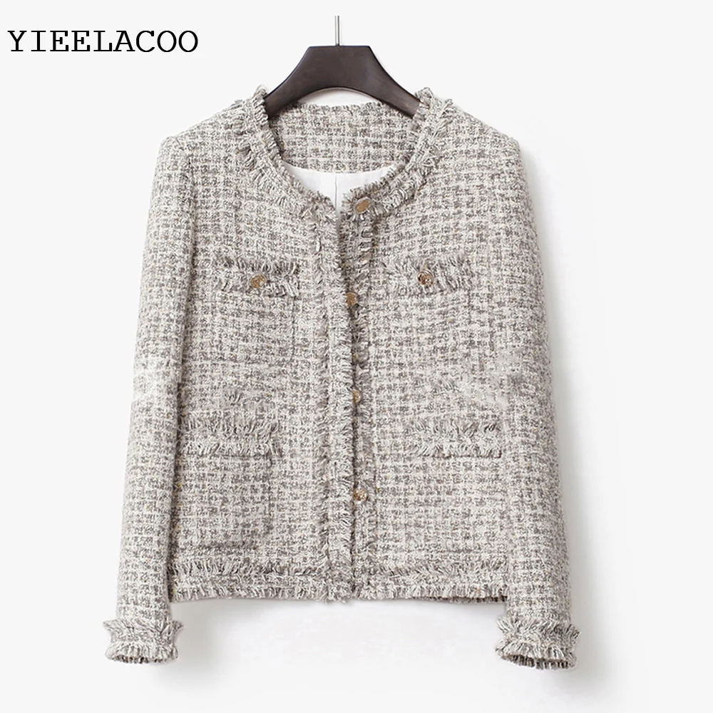 

Sophisticated Grey Fashion Versatile Small Fragrance Tweed Braided Fringe Jacket Spring / Autumn / Winter Ladies Classic Jacket