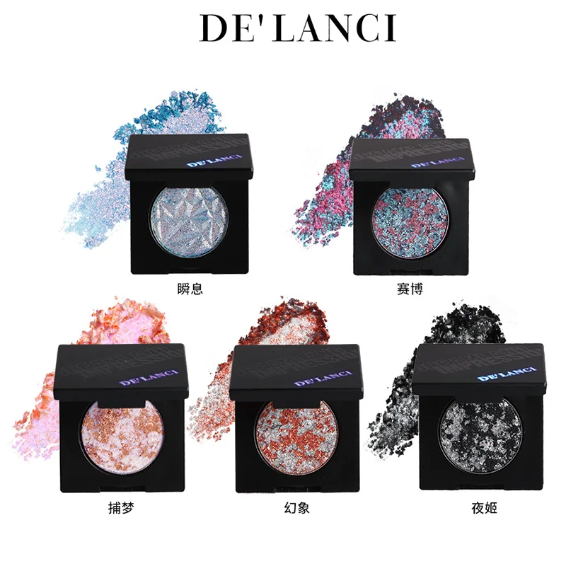 Paleta de sombras em pó multicromático shimmer glitter gótico único sombra de olho flash fino duradouro punk esfumaçado maquiagem para os olhos