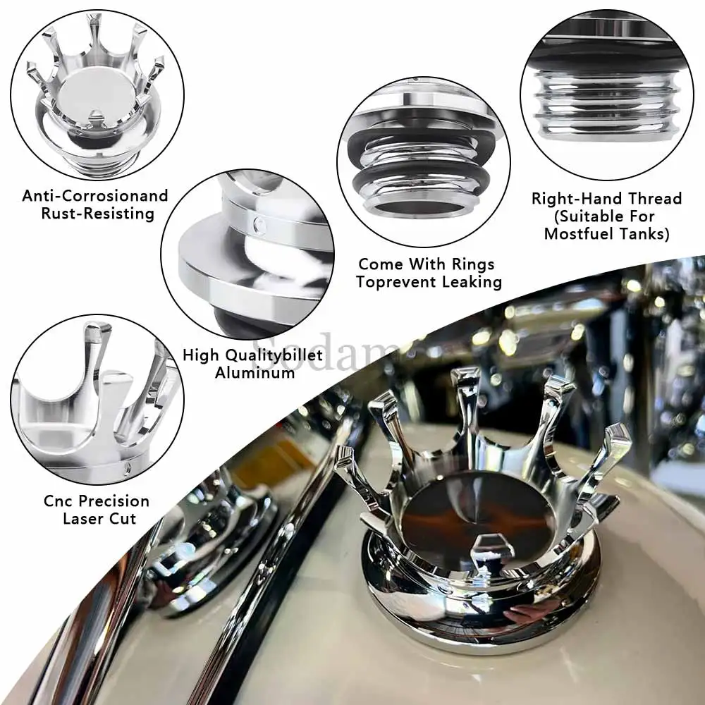 Gas Oil Fuel Tank Cap Cover Aluminum Vented Motorcycle Accessory For Harley 1996-Later Dyna FXD's Softail's Road King Sportster