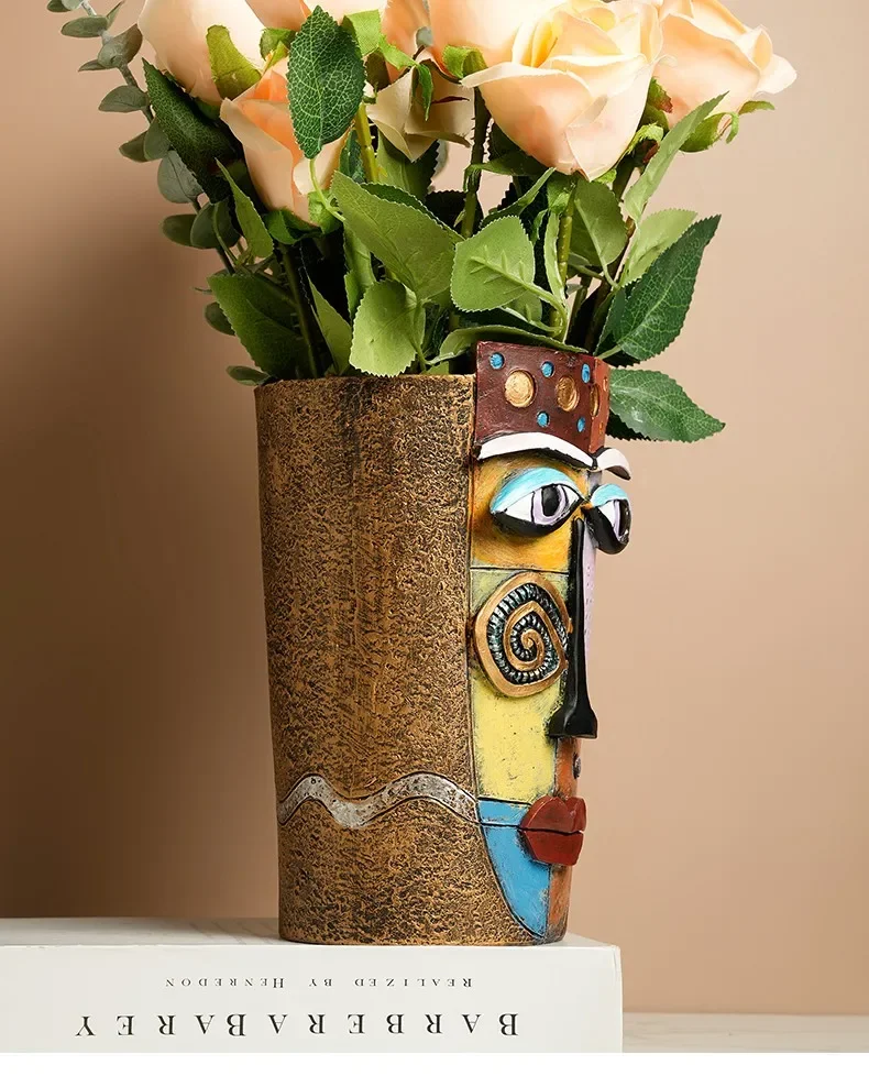 Picasso Brutalistischer Abstrakter Schönheits-Gesichts-Blumentopf, Ornamentale Kopf-Pflanzgefäße, Gartendekoration, Outdoor-Zubehör, Vasen – Detail 8