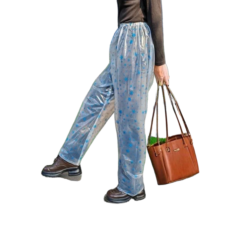 

Водонепроницаемые брюки из ПВХ со снежинками для девочек и мальчиков, мягкие гладкие брюки с эластичной резинкой на талии, непромокаемые, для работы, пешего туризма, путешествий, спорта