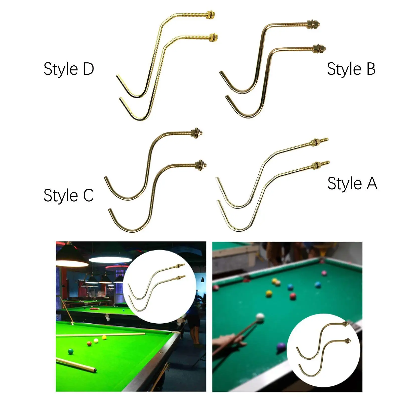 

Pool Rack Hanger Hook Space Saving Metal Billiard Bridge Holder for Cue Stick Storage in Club or Home