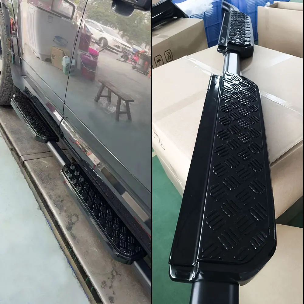 أجزاء جسم السيارة باللون الأسود اللامع الكلاسيكي دواسة القدم خطوات جانبية لوحة الجري لسيارة لاند روفر ديفندر 110 2022 2023 2024 #6